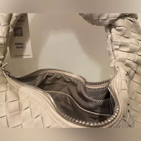 Urban Expressions Faux Suede Woven Knot Hobo Bag ivory NWT - Picture 4 of 7